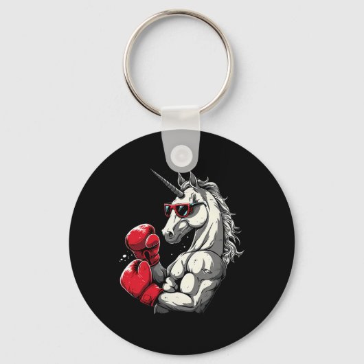 Porte-clés Boxe Unicorne Avec Gants De Boxe Kickboxing Cute (Recto)