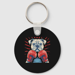 Porte-clés Boxer Bulldog Avec Gants De Boxe Kickboxing Drôle