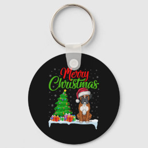 Porte-clés Boxer Chien Feux de Noël Lumières Drôle Xmas Boxe 
