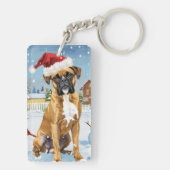 Porte-clés Boxer Chien Winter Wonderland Noël Joie (Dos)