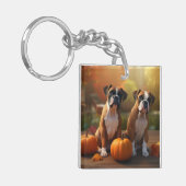 Porte-clés Boxer chiot Automne Délice Citrouille  (Devant gauche)
