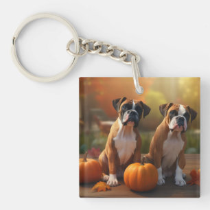 Porte-clés Boxer chiot Automne Délice Citrouille 