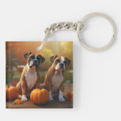 Porte-clés Boxer chiot Automne Délice Citrouille  (Dos)