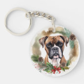 Porte-clés Boxer Christmas Wreath Festive Pup (Devant)