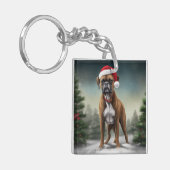 Porte-clés Boxer dans la neige de Noël (Devant gauche)