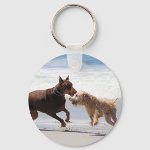 Porte-clés Boxer Doberman - Play Date at the Beach