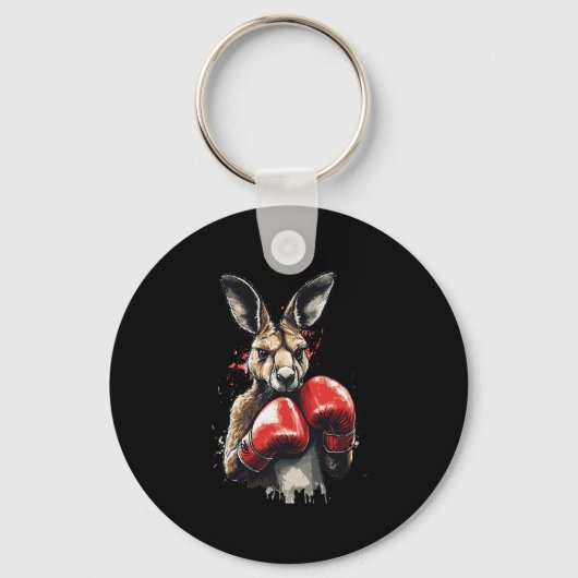 Porte-clés Boxer drôle Kangaroo avec gants de boxe combattant (Recto)