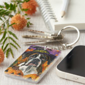 Porte-clés Boxer éffrayant Halloween sorcière et Citrouille (Devant droit)