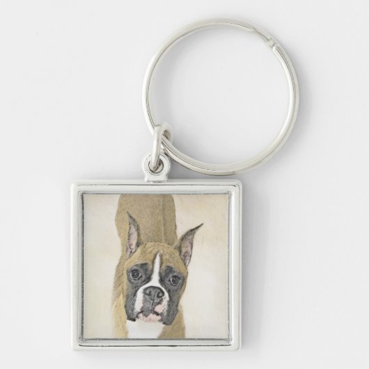 Porte-clés Boxer Peinture - Cute Original Chien Art (Devant)