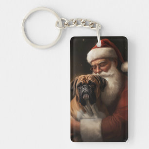 Porte-clés Boxeur avec le Père Noël Fête de Noël