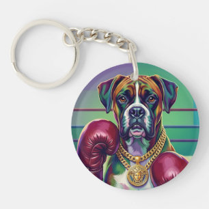 Porte-clés Boxeur de Dogue Boxeur Moderne d'Art Pop 360°