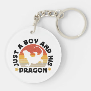 Porte-clés Boy and Pet Beared Dragon Lizard Drôle Dire