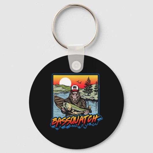 Porte-clés Bquatch ! Funny B Fishing Sasquatch Retro 80s Fish (Recto)