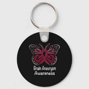 Porte-clés Brain Aneurysm Awareness Warrior Support Burgundy