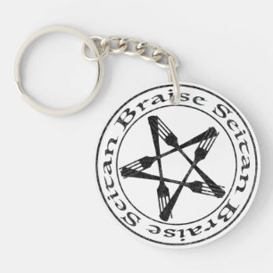 Porte-clés Braise Seitan Vegan Pentagram (version sombre)