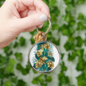 Porte-clés Branche avec Feuilles d'or Ginko Biloba (Main)