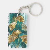 Porte-clés Branche avec Feuilles d'or Ginko Biloba (Dos)