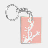 Porte-clés Branche de corail - blanc sur corail rose (Devant gauche)