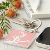 Porte-clés Branche de corail - blanc sur corail rose (Devant Droit)