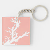 Porte-clés Branche de corail - blanc sur corail rose (Dos)
