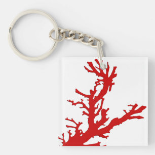 Porte-clés Branche de corail - corail rouge foncé et blanc