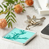 Porte-clés Branche de corail - turquoise et aqua (Côté)