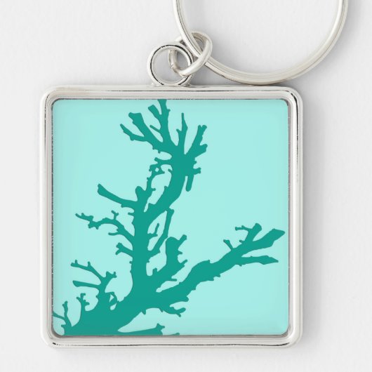 Porte-clés Branche de corail - turquoise et aqua (Devant)