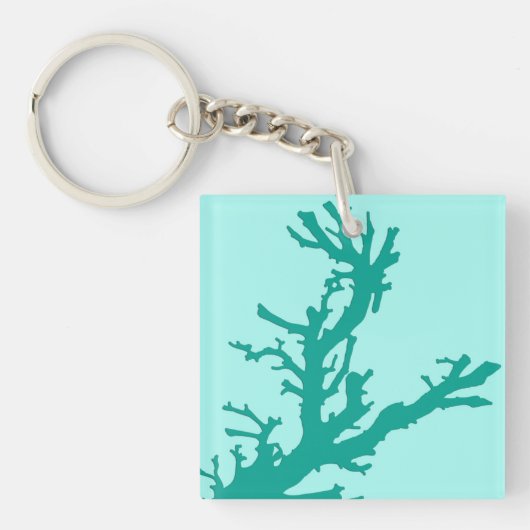 Porte-clés Branche de corail - turquoise et aqua (Devant)