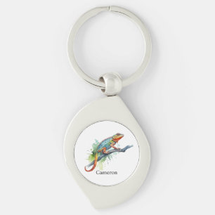 Porte-clés Branche de Couleurs : Art Caméléon, personnalisé