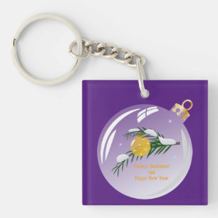Porte-clés Branche de Noël décorée en bauble