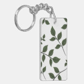 Porte-clés Branches de feuillage avec Feuilles verts en blanc (Devant gauche)