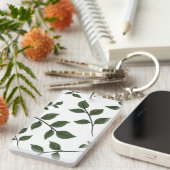 Porte-clés Branches de feuillage avec Feuilles verts en blanc (Devant droit)