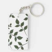 Porte-clés Branches de feuillage avec Feuilles verts en blanc (Dos)