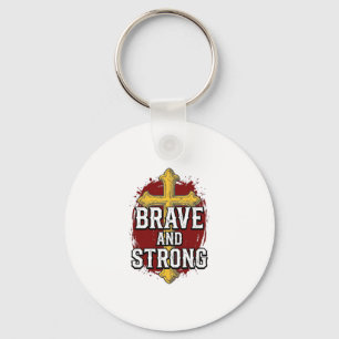 Porte-clés Brave et Fort Design de Chemise Vintage Croix_1