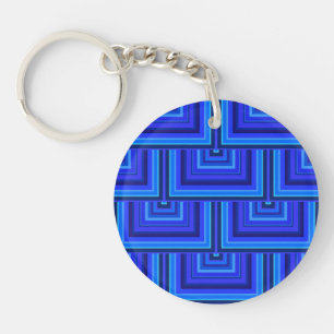 Porte-clés Brayures bleues carré motif