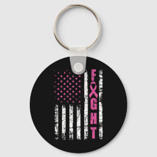 Porte-clés Breast Cancer Awareness American Flag Fight Pink R