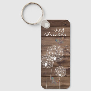 Porte-clés Breathe Dandelions Butterfly Wood look