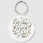 Porte-clés Breathe Learn Grow  Botanical Bee Teachers gift (Verso)
