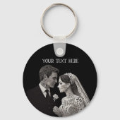 Porte-clés Bride & Groom Delicate blanc sur noir (Recto)