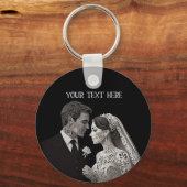 Porte-clés Bride & Groom Delicate blanc sur noir (Recto)