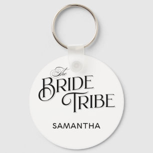 Porte-clés Bride Tribe Noir Script Custom Bridesmaid Mariage
