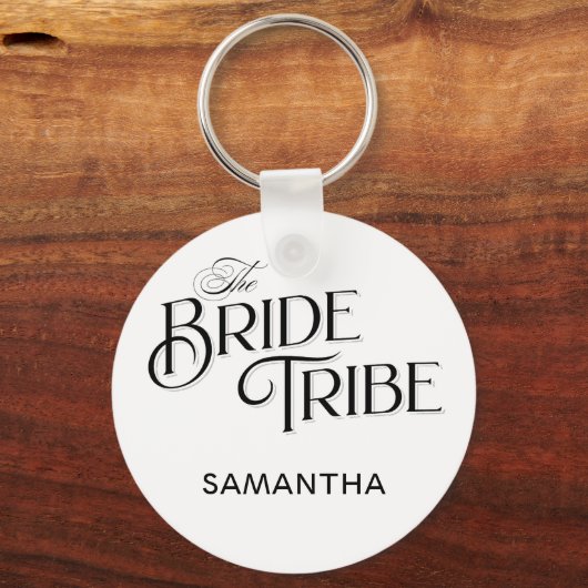 Porte-clés Bride Tribe Noir Script Custom Bridesmaid Mariage (Verso)
