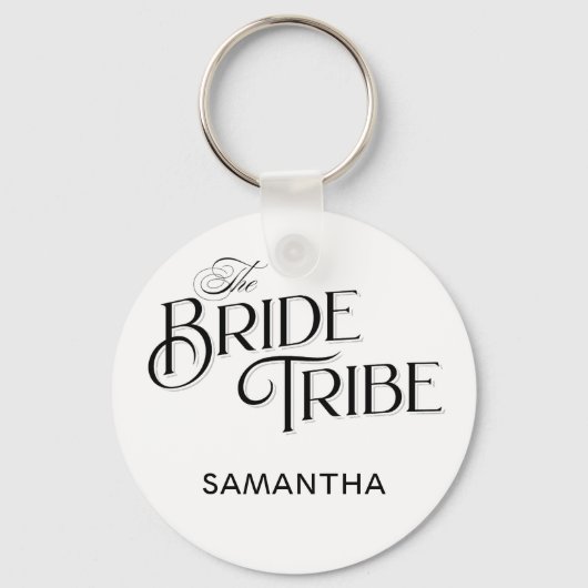 Porte-clés Bride Tribe Noir Script Custom Bridesmaid Mariage (Verso)
