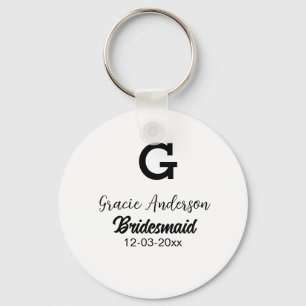 Porte-clés Bridesmaid ajouter nom monogramme simple minimal m