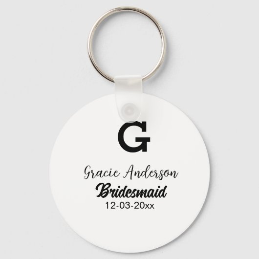Porte-clés Bridesmaid ajouter nom monogramme simple minimal m (Recto)