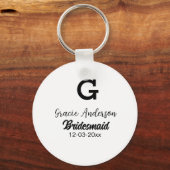 Porte-clés Bridesmaid ajouter nom monogramme simple minimal m (Verso)