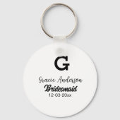 Porte-clés Bridesmaid ajouter nom monogramme simple minimal m (Verso)