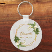 Porte-clés Bridesmaid Calla Lilies Marbre Or Géométrique (Recto)