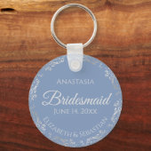 Porte-clés Bridesmaid en dentelle d'argent Périwinkle Mariage (Recto)