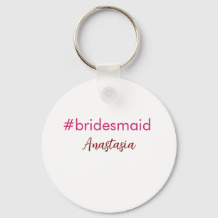 Porte-clés Bridesmaid hashtag rose clair ajouter nom mariée t